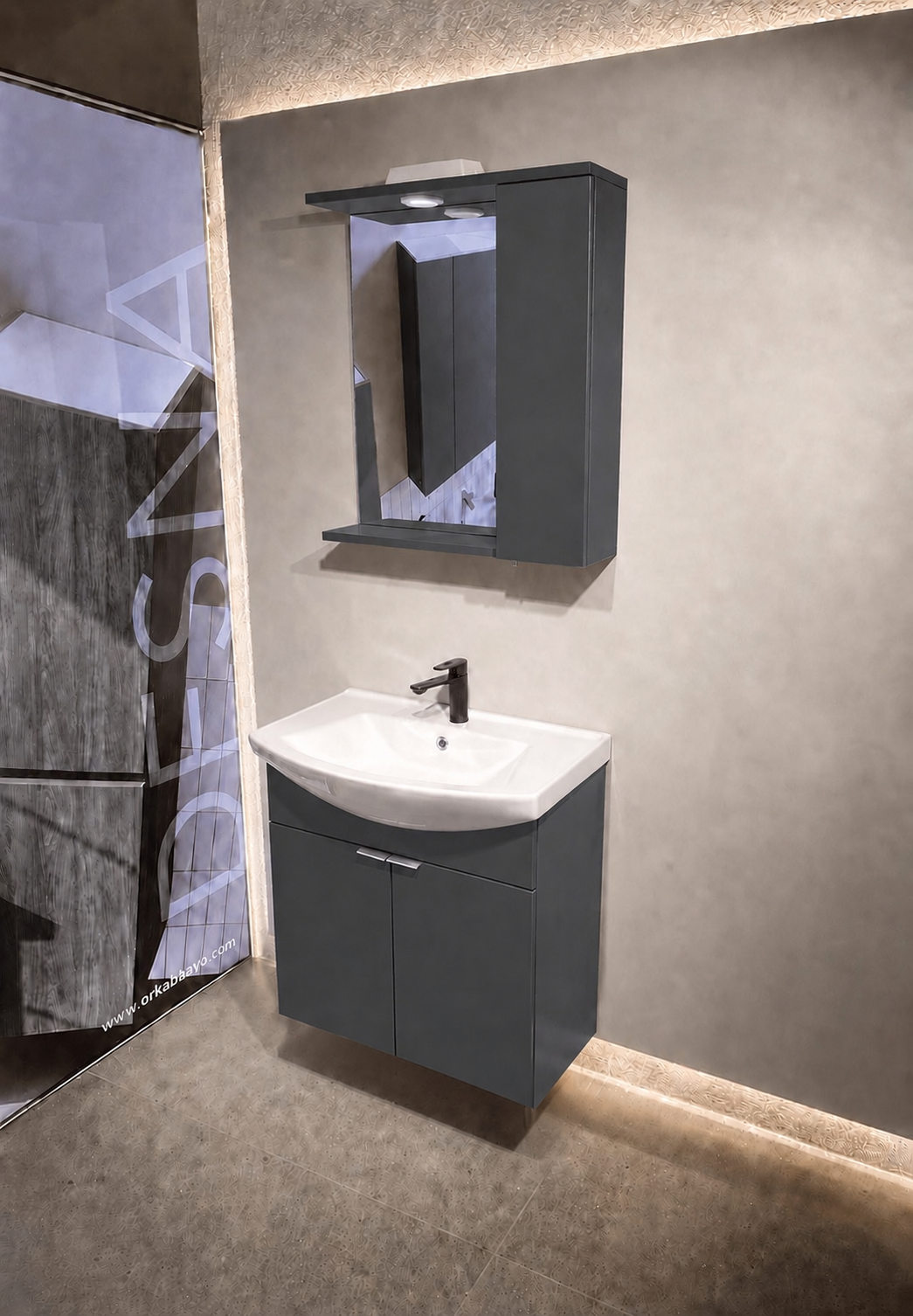 PURUS 65 TKM ASMA TK KUTU M.ANTRASITORKA5007983Banyo Dolabı Takımı