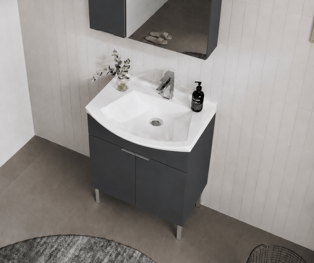 PURUS 65 TKM AYAKLI DZ AYNA M.ANTRASITORKA5008469Banyo Dolabı Takımı