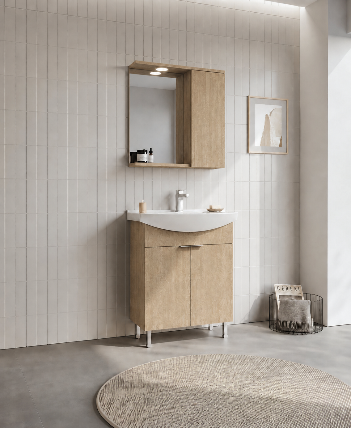 PURUS 65 TKM AYAKLI TEK KUTU BUDVAORKA5008438Banyo Dolabı Takımı