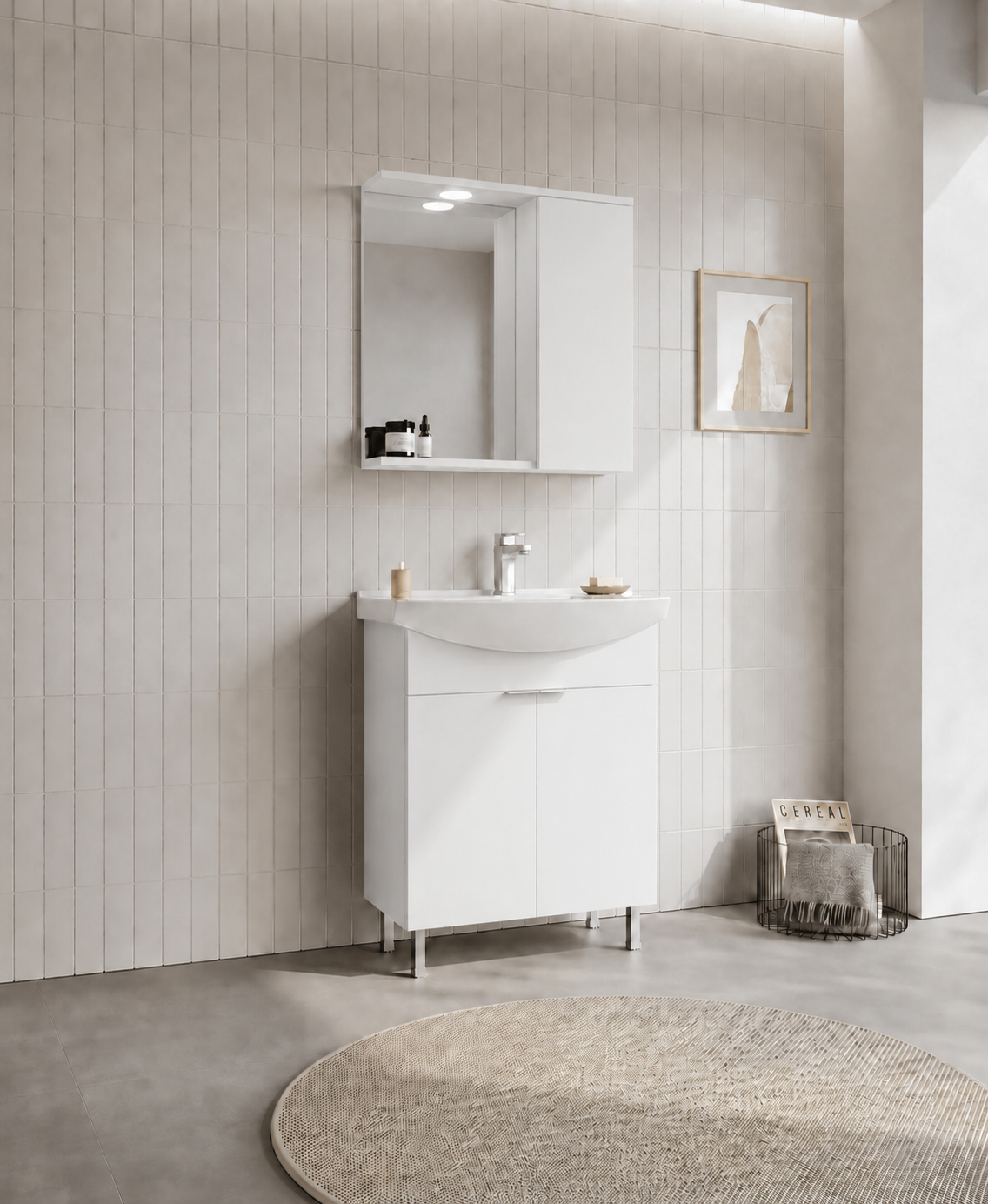 PURUS 65 TKM AYAKLI TEK KUTU P.BEYAZORKA5007963Banyo Dolabı Takımı