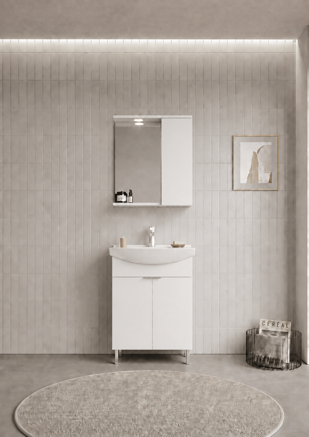 PURUS 65 TKM AYAKLI TEK KUTU P.BEYAZORKA5007963Banyo Dolabı Takımı