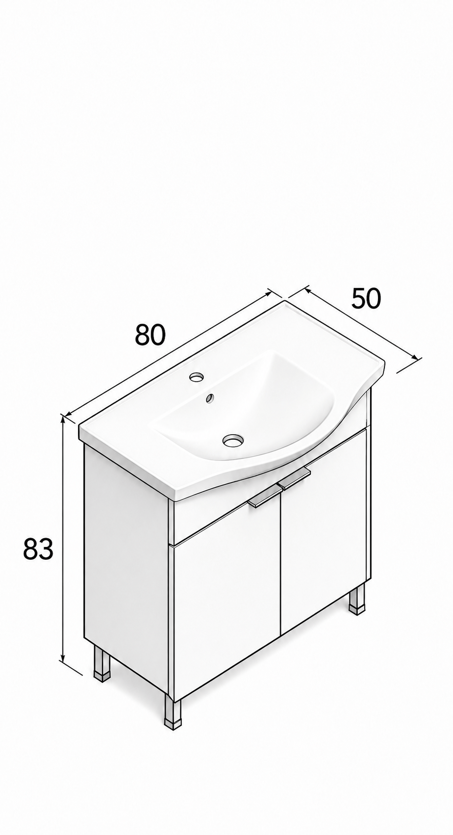 PURUS 80 ALT+LVB AYAKLI P.BEYAZORKA5007961Lavabo Dolabı