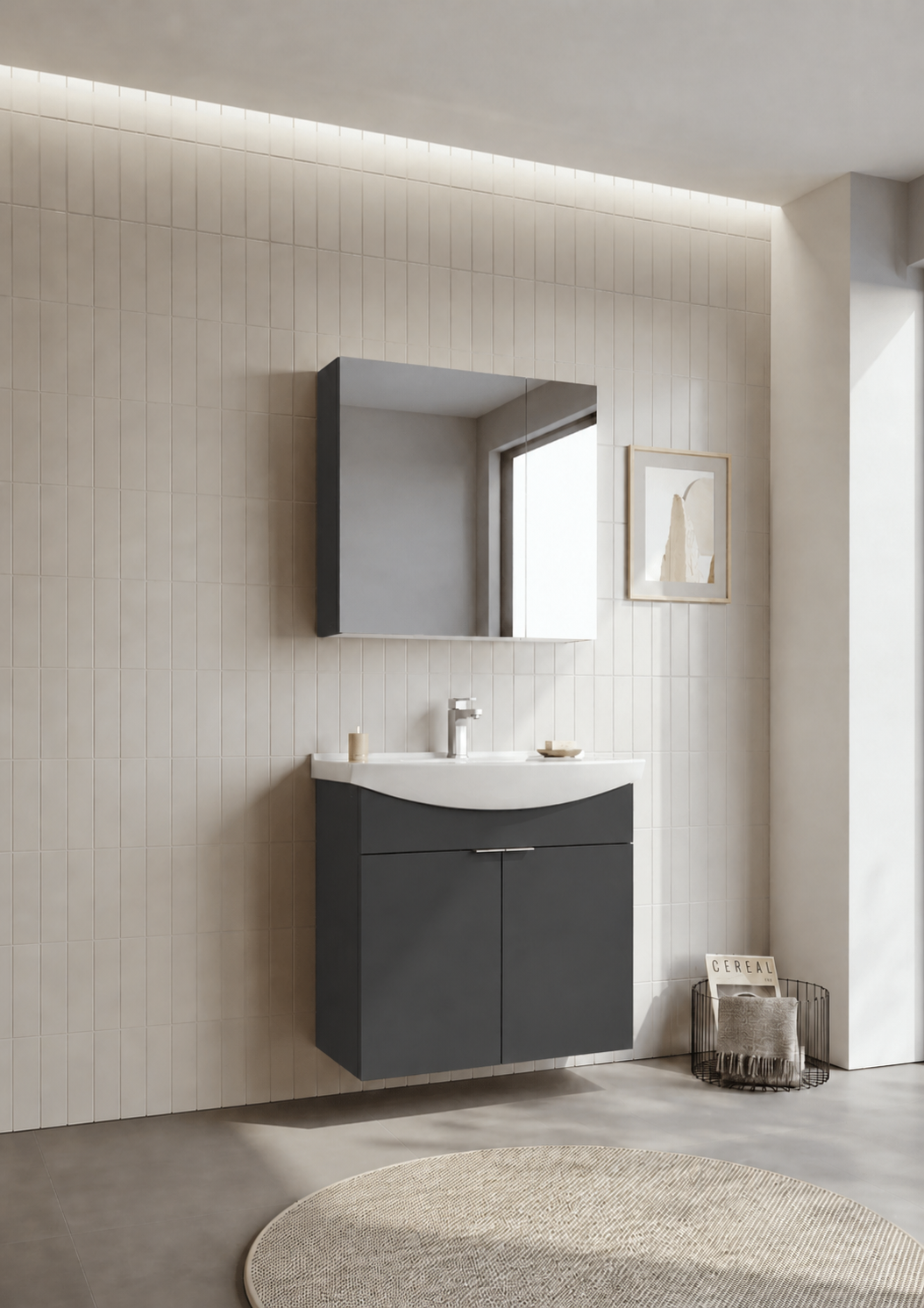 PURUS 80 TKM ASMA DOLAPLI M.ANTRASITORKA5008343Banyo Dolabı Takımı