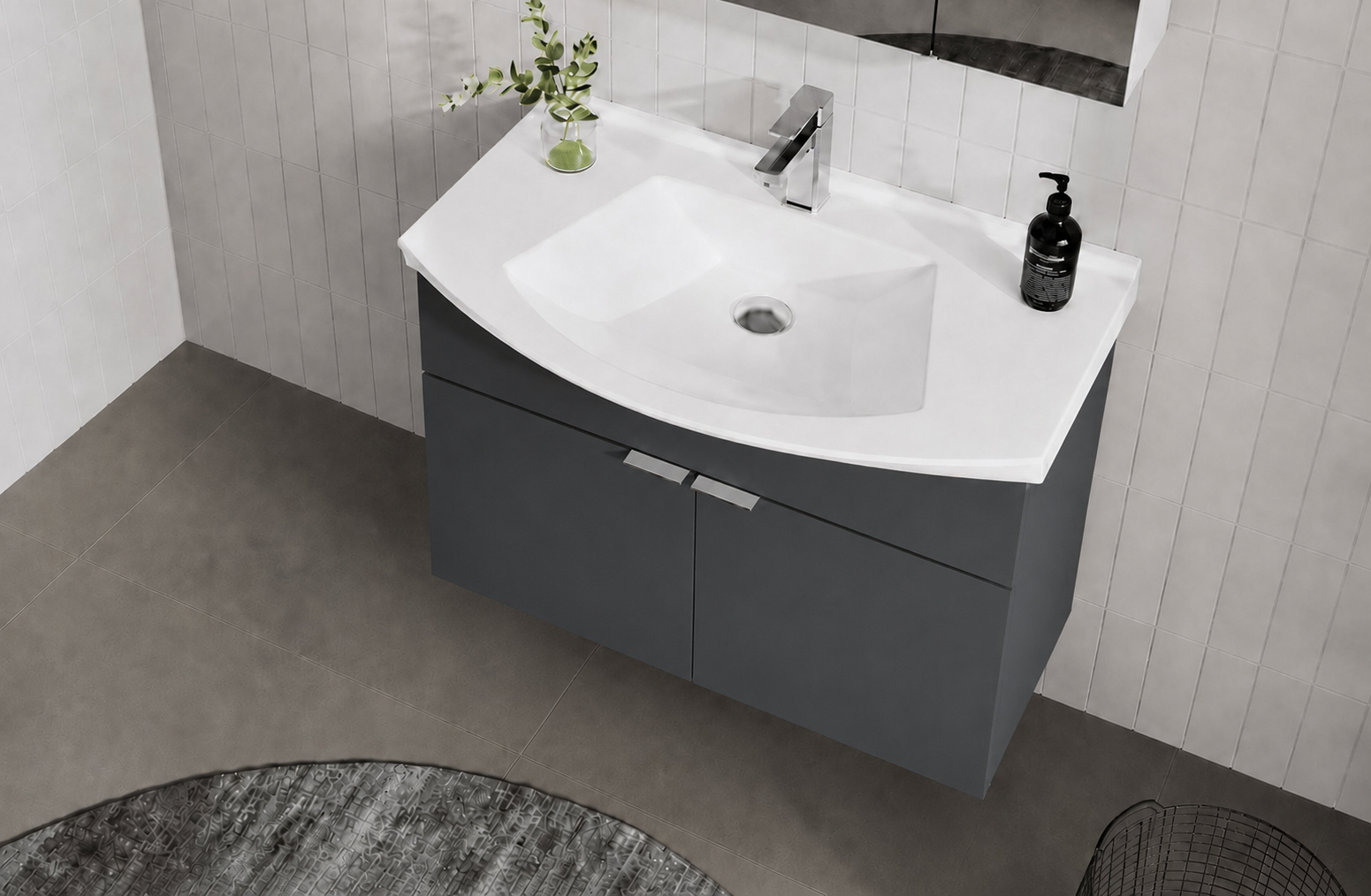 PURUS 80 TKM ASMA DZ AYNA M.ANTRASITORKA5008325Banyo Dolabı Takımı
