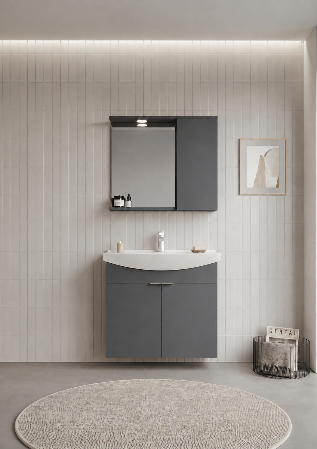 PURUS 80 TKM ASMA TK KUTU M.ANTRASITORKA5007984Banyo Dolabı Takımı