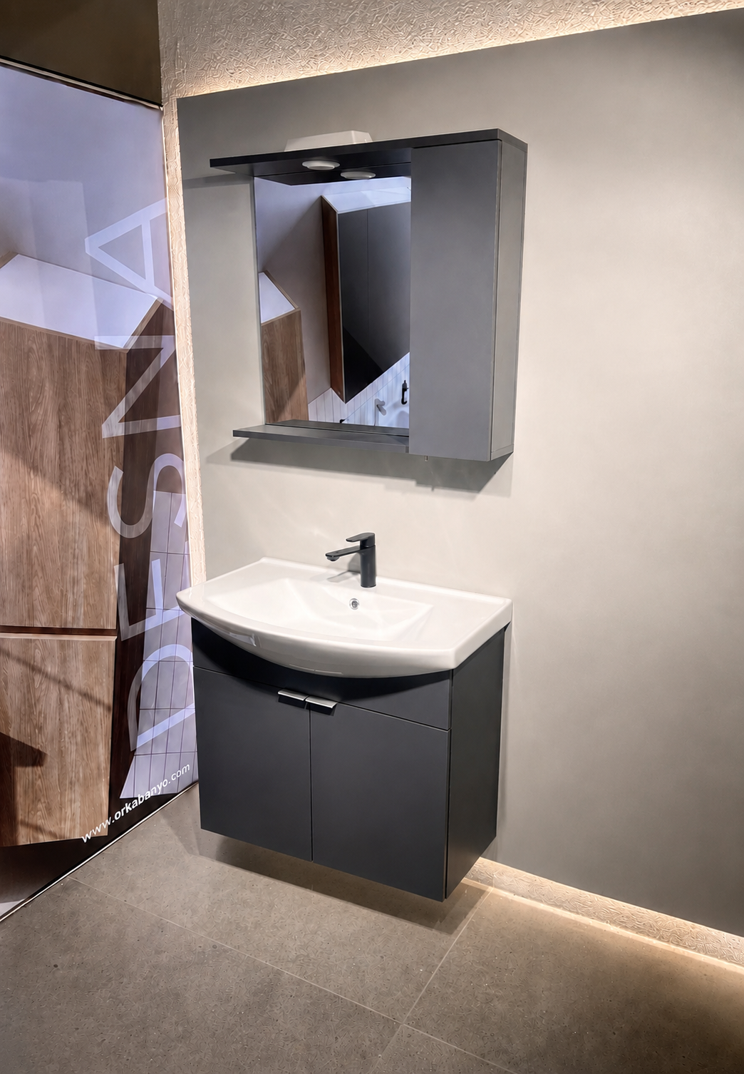 PURUS 80 TKM ASMA TK KUTU M.ANTRASITORKA5007984Banyo Dolabı Takımı