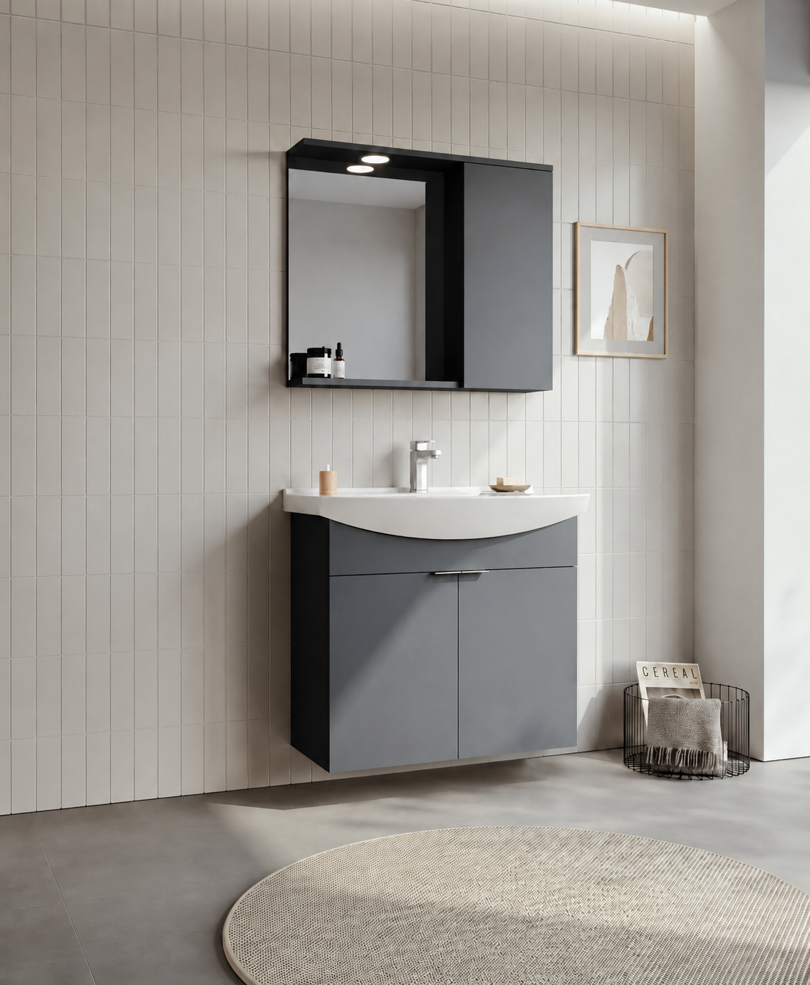 PURUS 80 TKM ASMA TK KUTU M.ANTRASITORKA5007984Banyo Dolabı Takımı