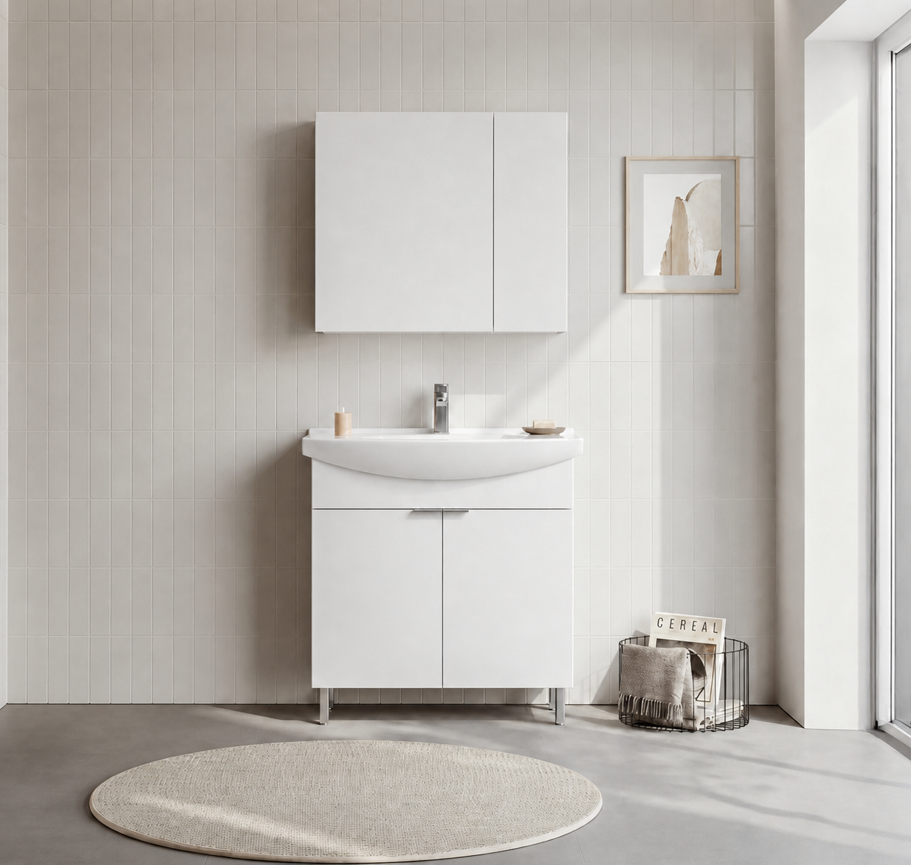 PURUS 80 TKM AYAKLI DOLAPLI P.BEYAZORKA5008485Banyo Dolabı Takımı