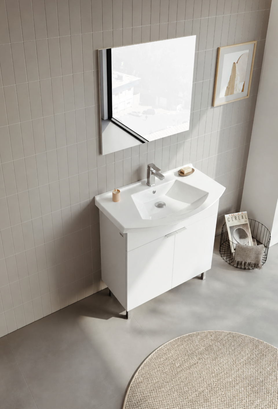 PURUS 80 TKM AYAKLI DZ AYNA P.BEYAZORKA5008473Banyo Dolabı Takımı