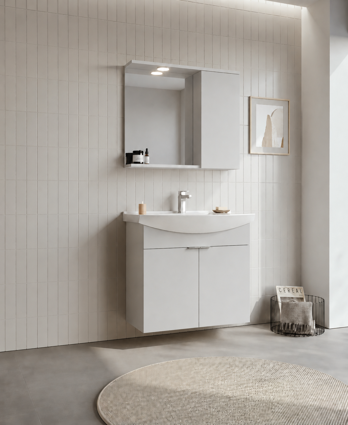 PURUS 80 TKM AYAKLI TEK KUTU P.BEYAZORKA5007964Banyo Dolabı Takımı