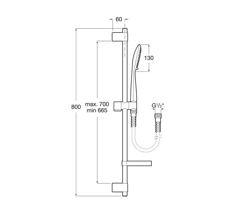 Roca Duş Seti, Sensum Round, 4 Fonk, Sürgülü, Krom, A5B1407C00RocaA5B1407C00Sürgü El Duşu Takımı