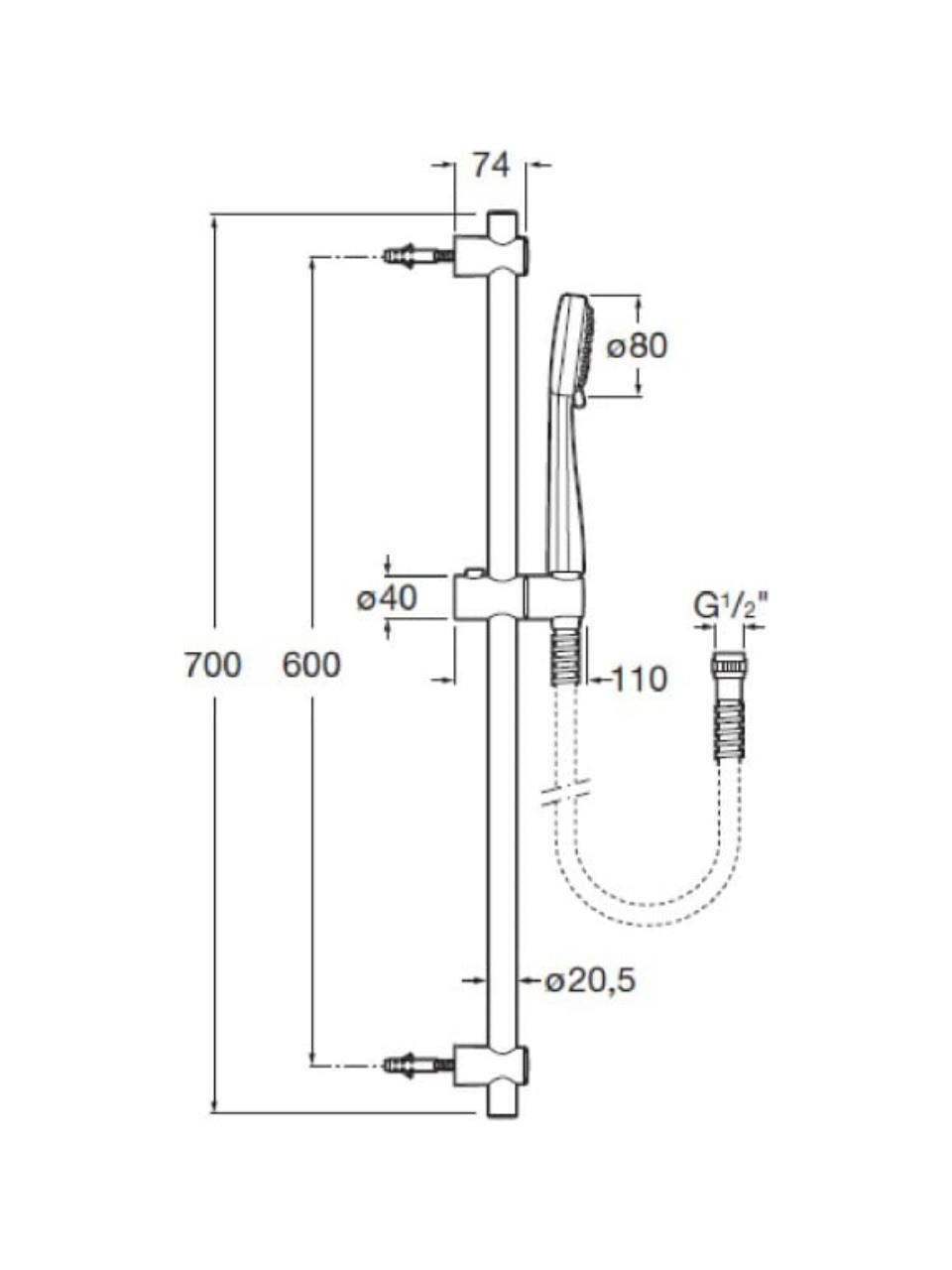 Roca Duş Seti, Stella 3, Fonksiyon, Siyah, Sürgülü, A5B2D03NB0RocaA5B2D03NB0Sürgü El Duşu Takımı