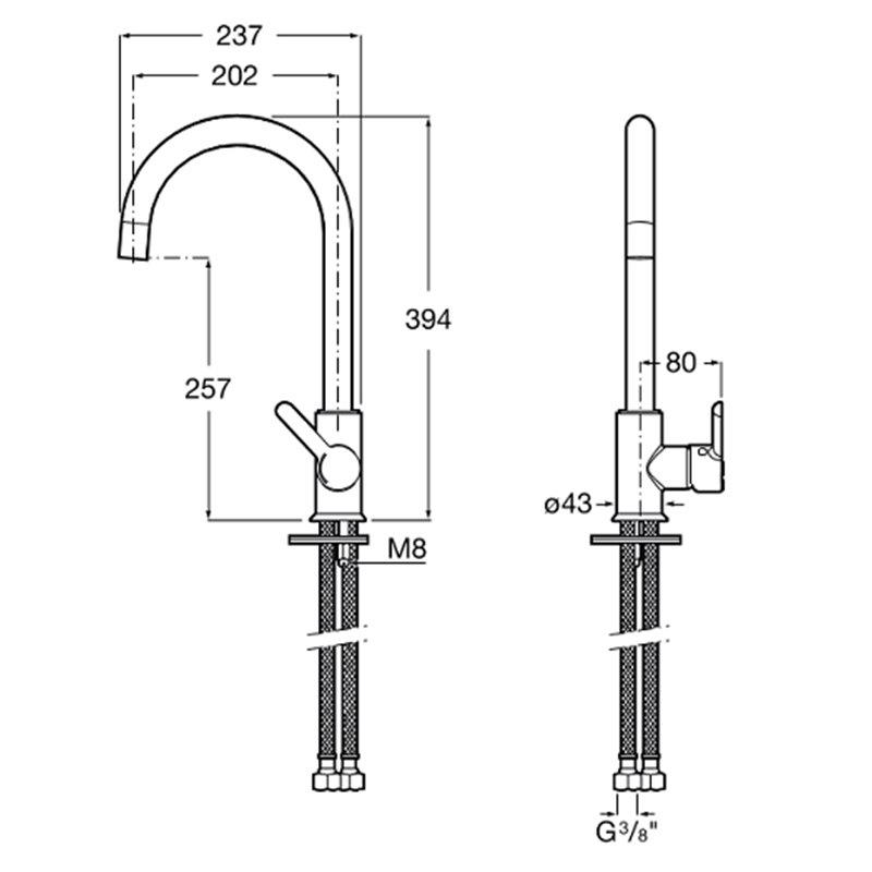 Roca Eviye Bataryası, Mencia, Döner Çıkış Uçlu, Krom, A5A7409C00 RocaA5A7409C00Eviye Bataryaları