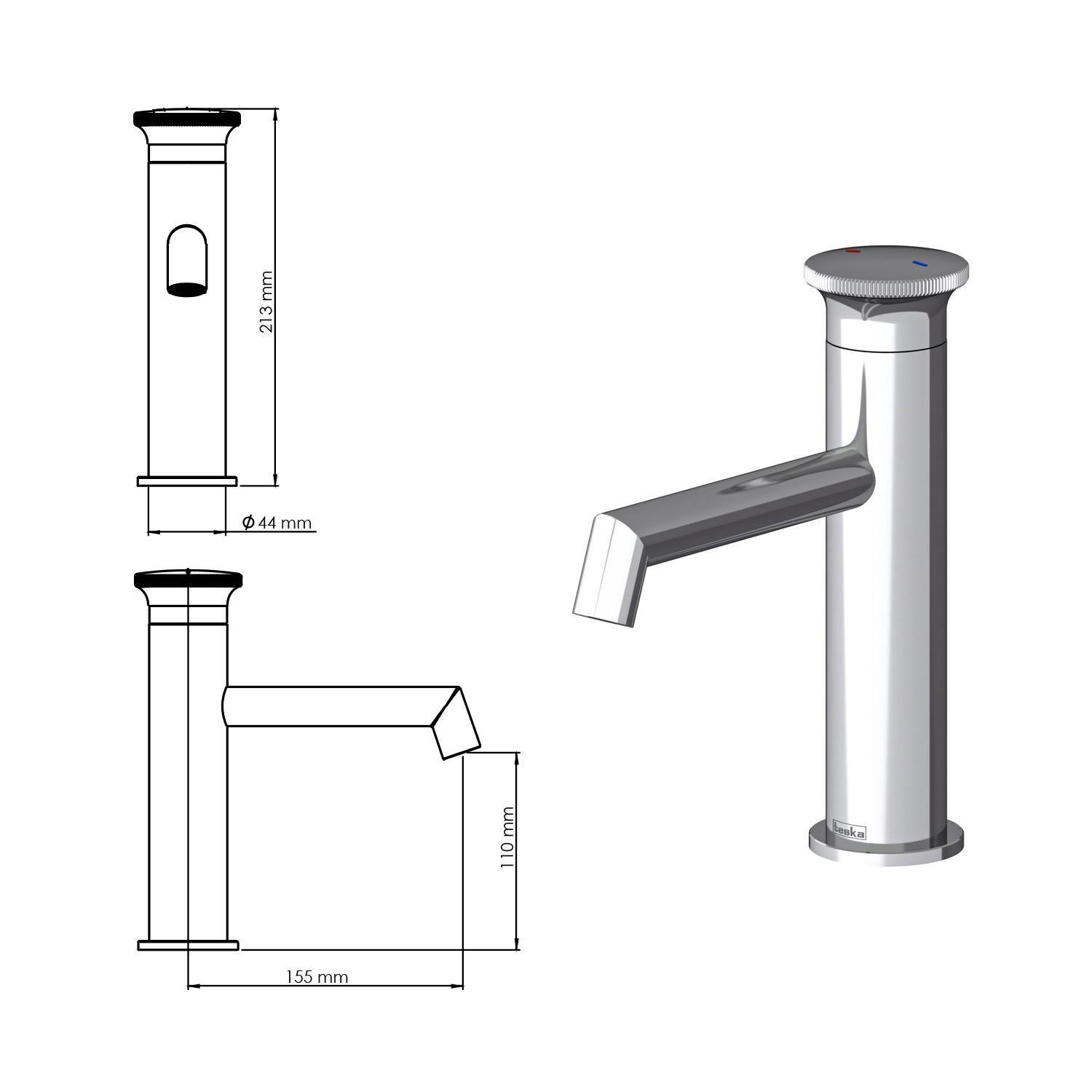 Teska Lavabo Bataryası, Arte Leo S, Rose Gold, E5519TeskaE5519Lavabo Bataryaları