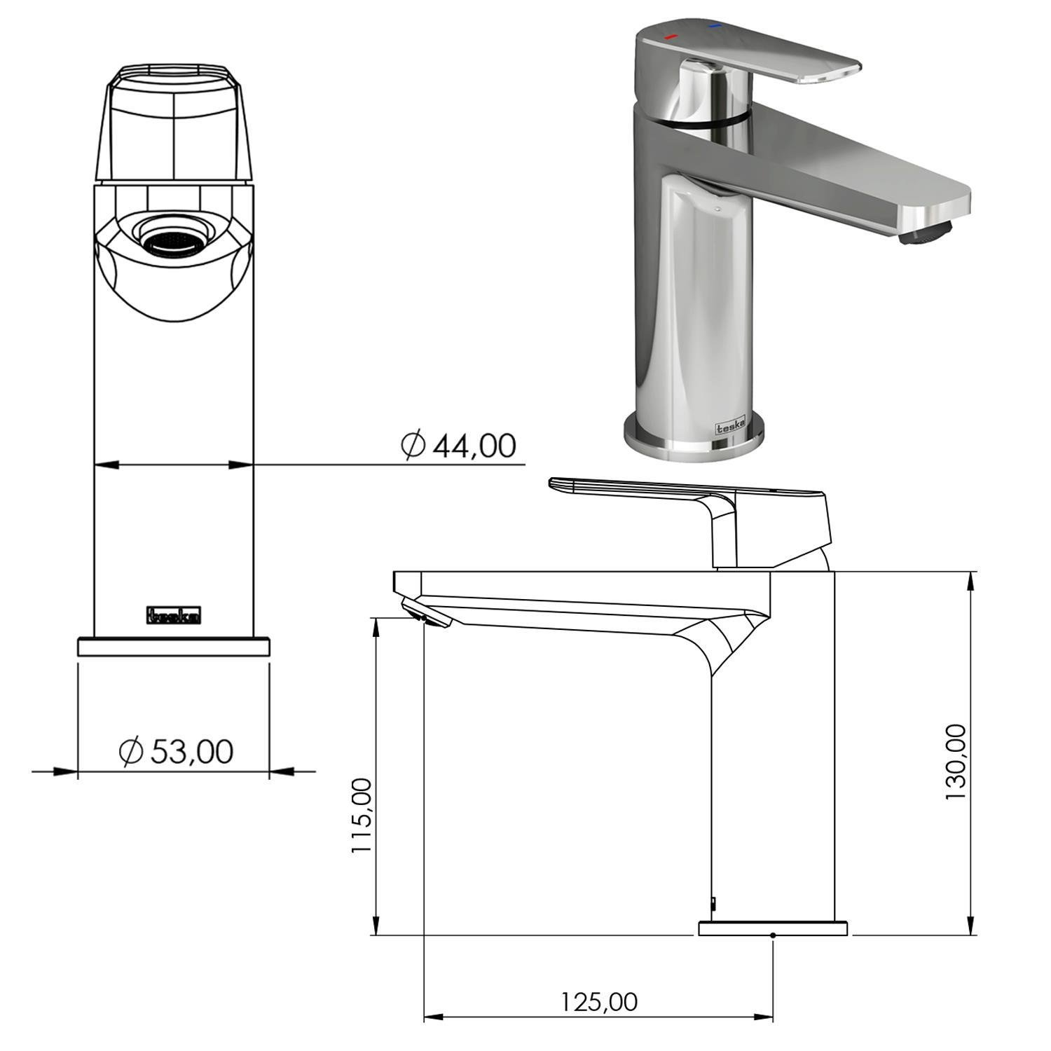 Teska Lavabo Bataryası, Quars, Full Siyah, E5618TeskaE5618Lavabo Bataryaları