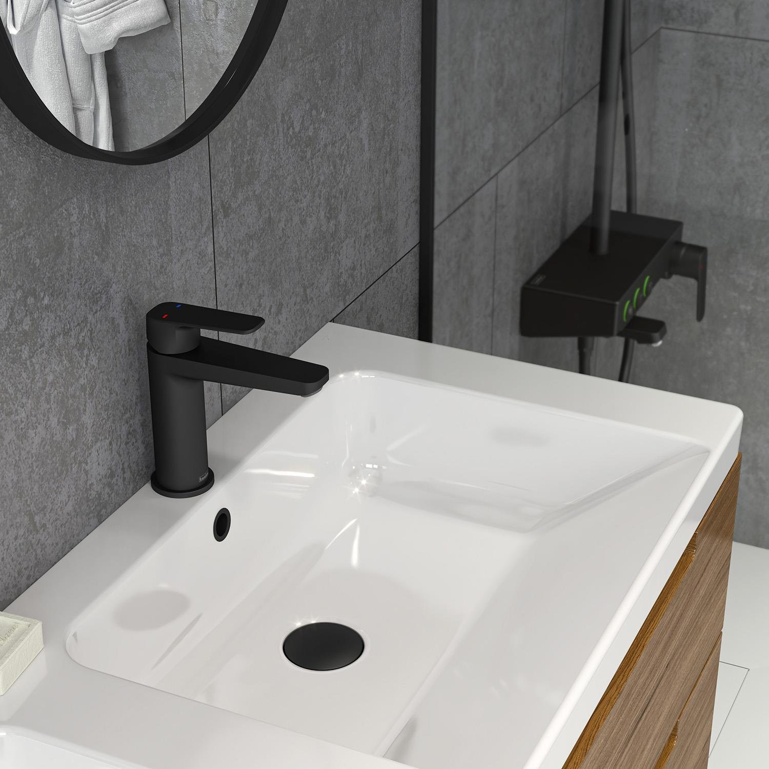 Teska Lavabo Bataryası, Quars, Full Siyah, E5618TeskaE5618Lavabo Bataryaları