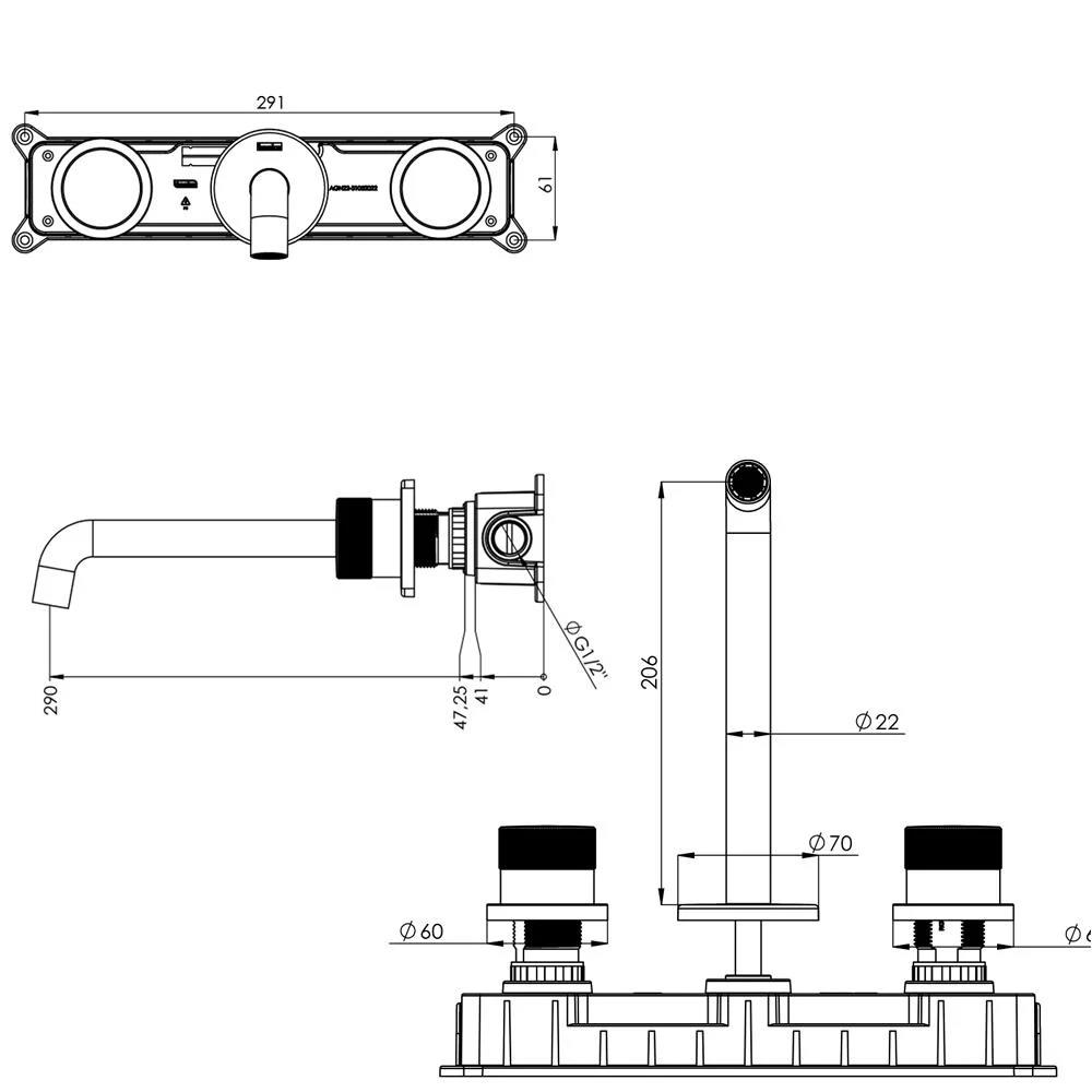 Teska Lavabo Bataryası, Tria, Ankastre, Krom, E5216TeskaE5216Lavabo Bataryaları