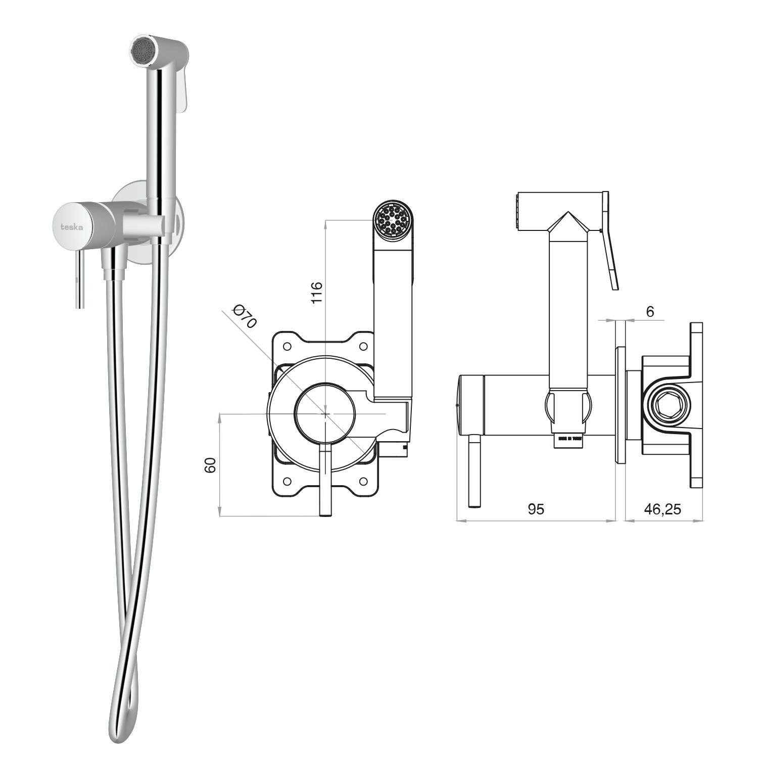 Teska Pulito Ankastre Shut Off Batarya-Full Siyah BTK6804TeskaBTK6804Armatür/Duş Sistemleri