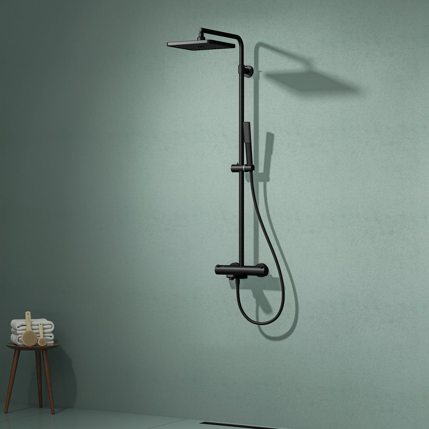 Teska Termostatik, Galaxy, Üç Yönlü, Kare, Full Siyah, DK3108TeskaDK3108Duş Kolonları