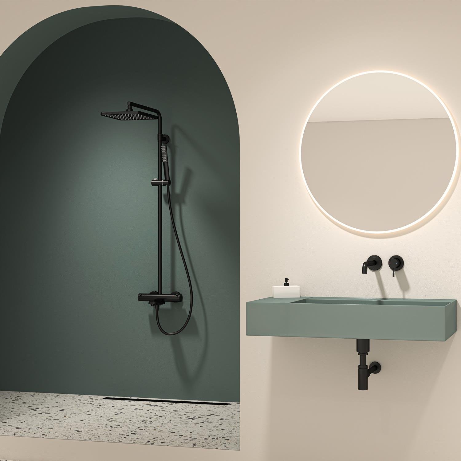 Teska Termostatik, Galaxy, Üç Yönlü, Kare, Full Siyah, DK3108TeskaDK3108Duş Kolonları