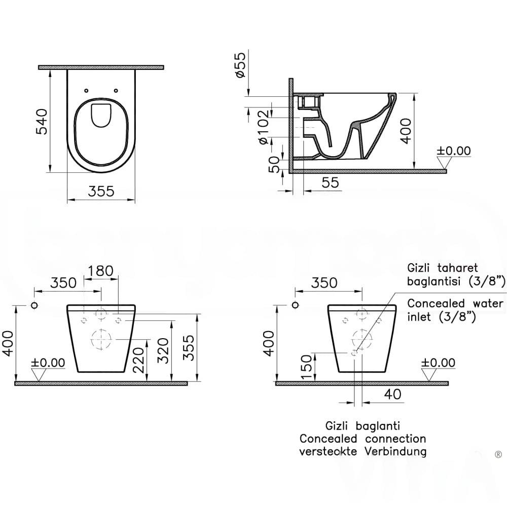 VitrA Asma Klozet Integra Round Rim-ex Kanalsız, Mat Beyaz, 7062L001-0850VitrA7062L001-0850Asma Klozet Modelleri, Çeşitleri & Fiyatları | Banyo Dizayn 