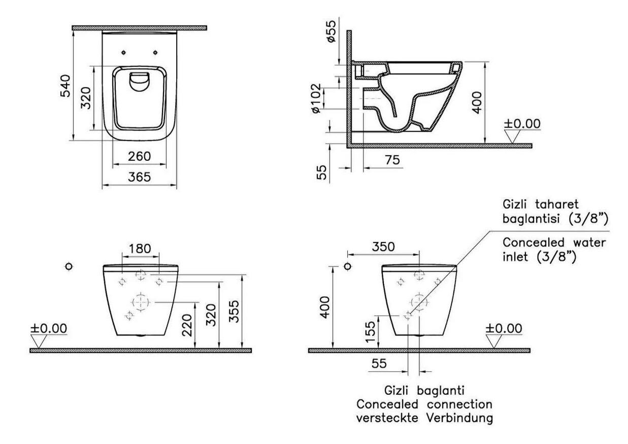 VitrA Asma Klozet Integra Square, Gizli Montaj, 7081L003-0090VitrA7081L003-0090Asma Klozet Modelleri, Çeşitleri & Fiyatları | Banyo Dizayn 