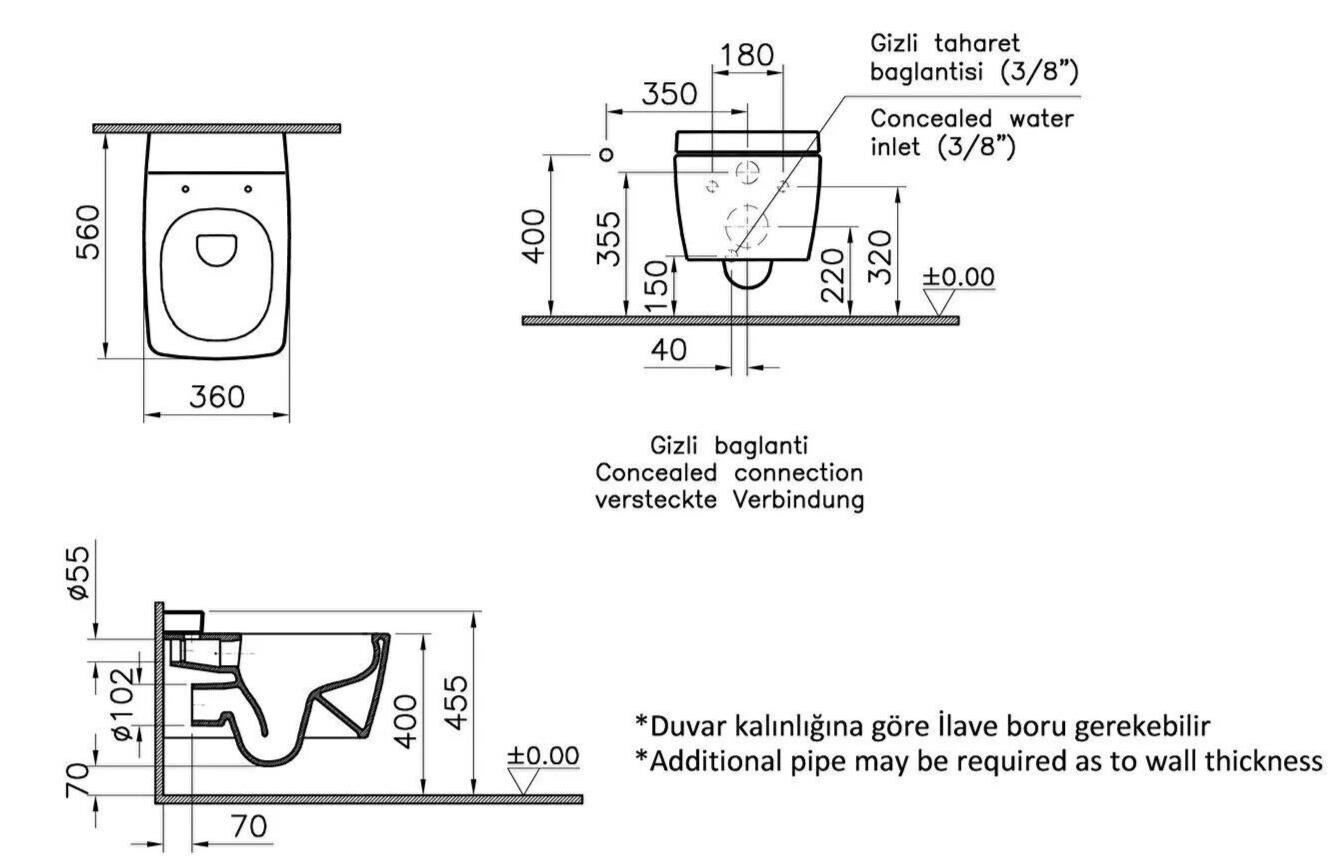 VitrA Asma Klozet, Metropole Rim-ex, Kanalsız, Vitrafresh Deterjan Hazneli, 56 cm, 7672B003-1685  (sadece istanbul teslimat için uygundur )VitrA7672B003-1685Asma Klozet Modelleri, Çeşitleri & Fiyatları | Banyo Dizayn 
