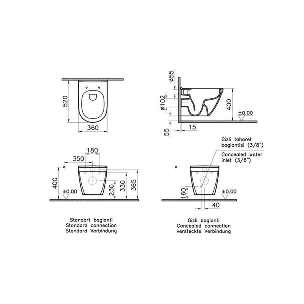 VitrA Asma Klozet, S50 Rim-ex, Kanalsız, 7740B003-0850  (sadece istanbul teslimat için uygundur )VitrA7740B003-0850Asma Klozet Modelleri, Çeşitleri & Fiyatları | Banyo Dizayn 