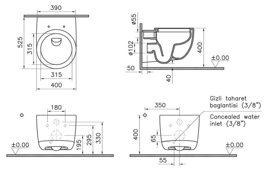 VitrA Asma Klozet, Voyage Rim-ex, Kanalsız, 52 cm, 7233B403-0090  (sadece istanbul teslimat için uygundur )VitrA7233B403-0090Asma Klozet Modelleri, Çeşitleri & Fiyatları | Banyo Dizayn 