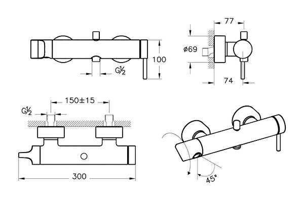Vitra Banyo Bataryası, Origin, Bakır, A4261926VitrAA4261926Standart Banyo Bataryaları