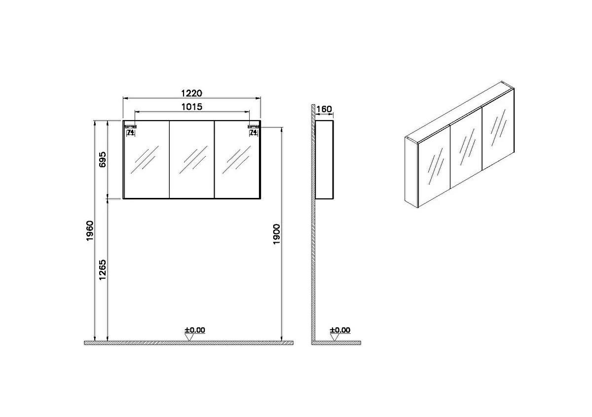 Vitra Basis Dolaplı Ayna, 120 Cm 66904VitrA66904Ayna Ve Dolaplı Aynalar