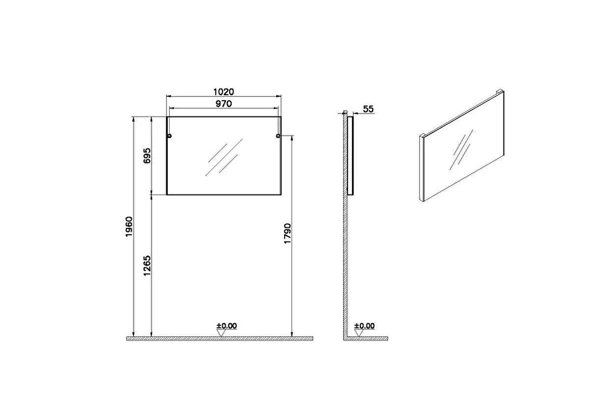Vitra Basis Düz Ayna, 100 Cm 66907VitrA66907Ayna Ve Dolaplı Aynalar