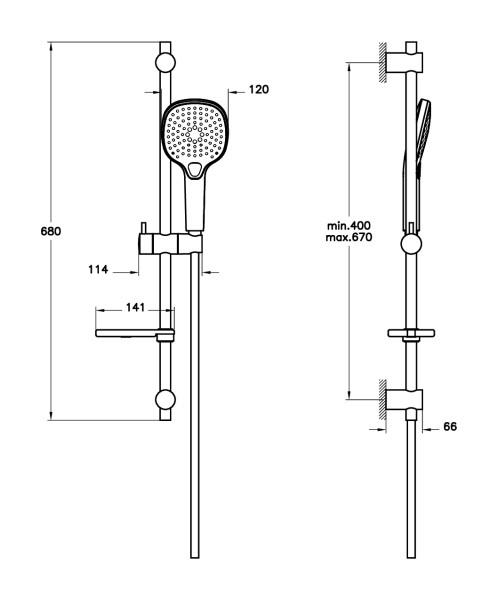 Vitra Bliss Square 3F Sürgülü El Duşu Takımı A45775VitrAA45775Sürgü El Duşu Takımı