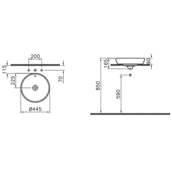 Vitra Çanak Lavabo, Metropole Yuvarlak, 45 Cm, 5940B003-0012VitrA5940B003-0012Çanak Lavabo