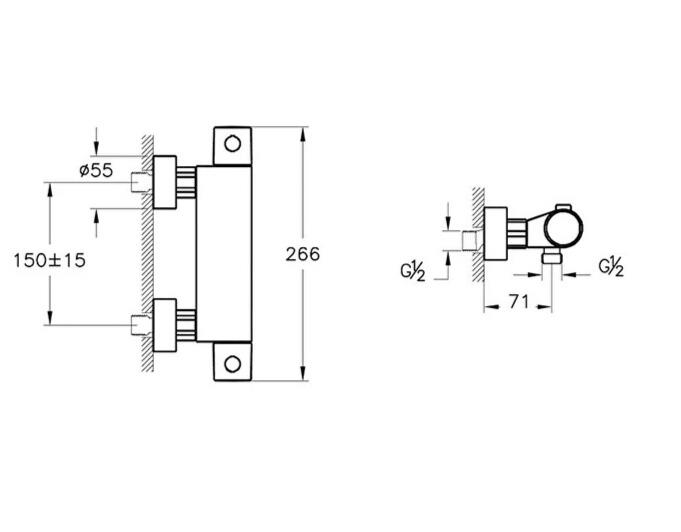 Vitra Duş Bataryası, AquaHeat, Termostatik, RS3 A47174VitrAA47174EXPDuş Bataryaları