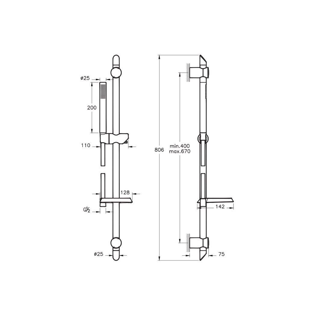 Vitra Duş Takımı, Origin 1F, Sürgülü, A45544VitrAA45544Sürgü El Duşu Takımı