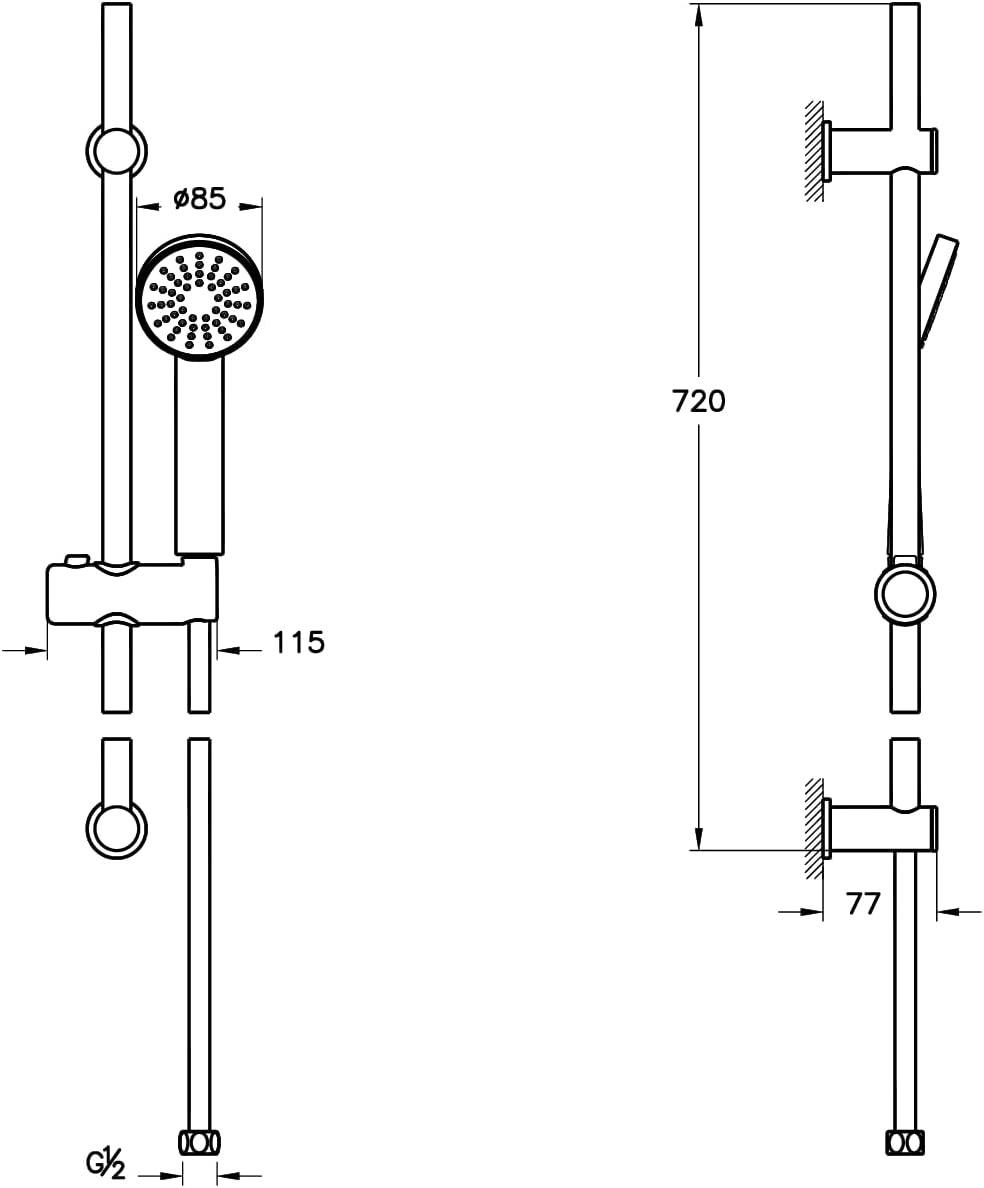 Vitra Duş Takımı, Punto F, Sürgülü, A45251VitrAA45251Sürgü El Duşu Takımı