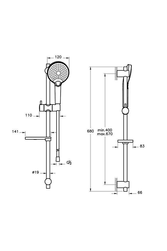 Vitra Duşu Takımı, Bliss 3F, Sürgülü El, A45743ArtemaA45743Sürgü El Duşu Takımı