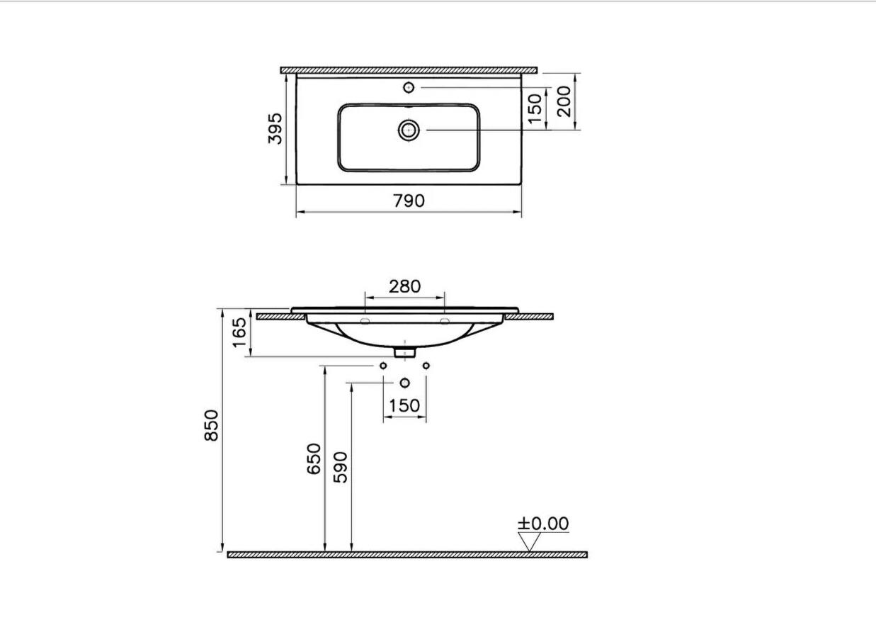 Vitra Etajerli Lavabo, Mia, 79 cm, 7462L003-0001VitrA7462L003-0001Etajerli Lavabo