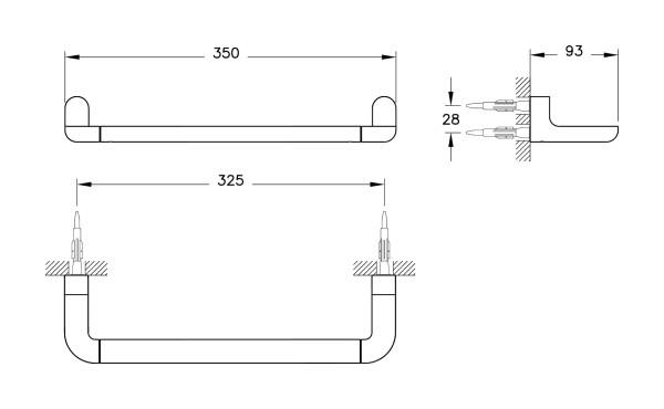 Vitra Eternity Kısa Havluluk, Krom A44304VitrAA44304Banyo Havluluk