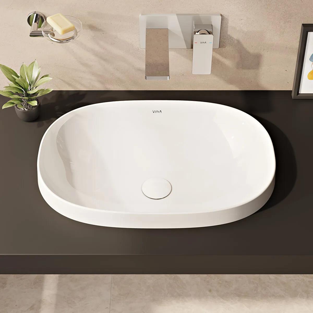 Vitra Frame Tezgah Üstü Oval Lavabo, 56 cm, Beyaz, 5652B403-0016 VitrA5652B403-0016Tezgah Üstü Lavabo Modelleri ve Fiyatları | Banyo Dizayn