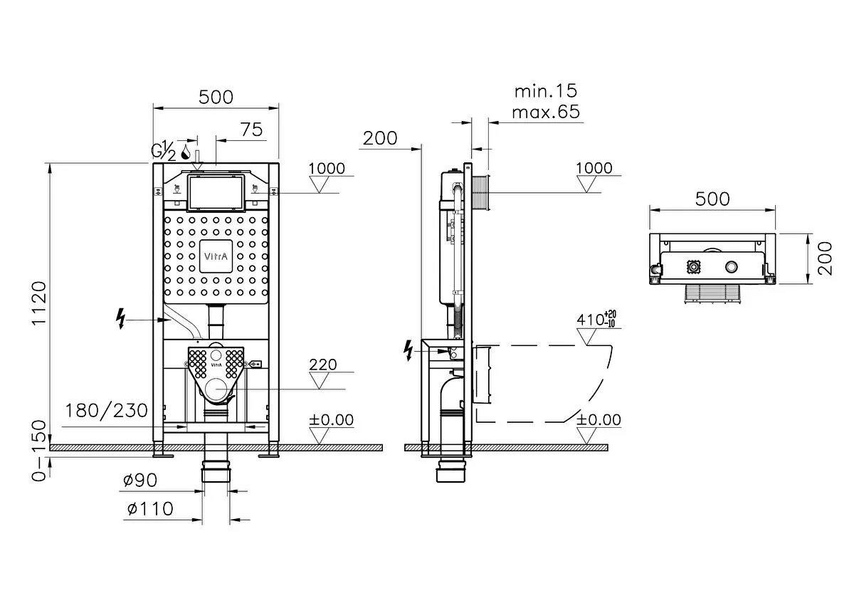 Vitra Gömme Rezervuar Alçıpan Duvar İçi Uygulamalı Set, 2,5/4 Litre  762-4800-02VitrA762-4800-02Alçıpan Gömme Rezervuarları