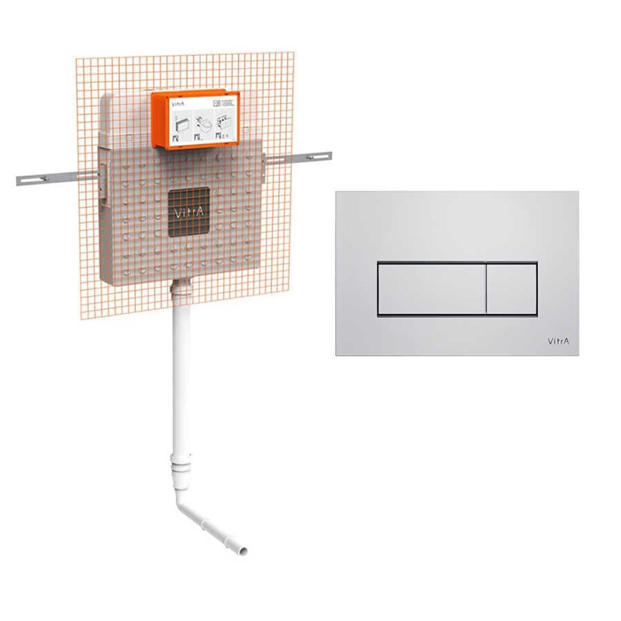 Vitra Gömme Rezervuar, İnce Çift Kademeli, Hela taşları İçin Set, 3/6 Litre (Parlak Krom Kumanda Paneli Dahil) 800-2029VitrA800-2029Hela Taşı İçin Gömme Rezervuarlar