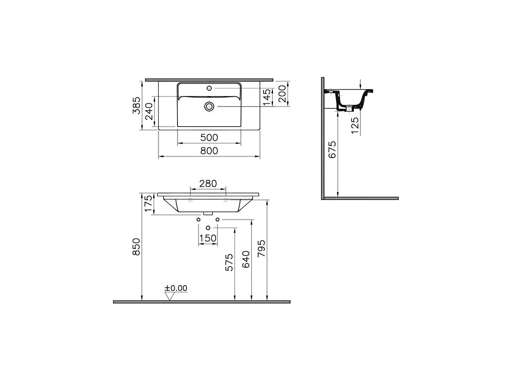 Vitra İntegra Dar Etajerli Lavabo, 80x38 cm, 7036B003-0001   (sadece istanbul teslimat için uygundur )VitrA7036B003-0001Etajerli Lavabo