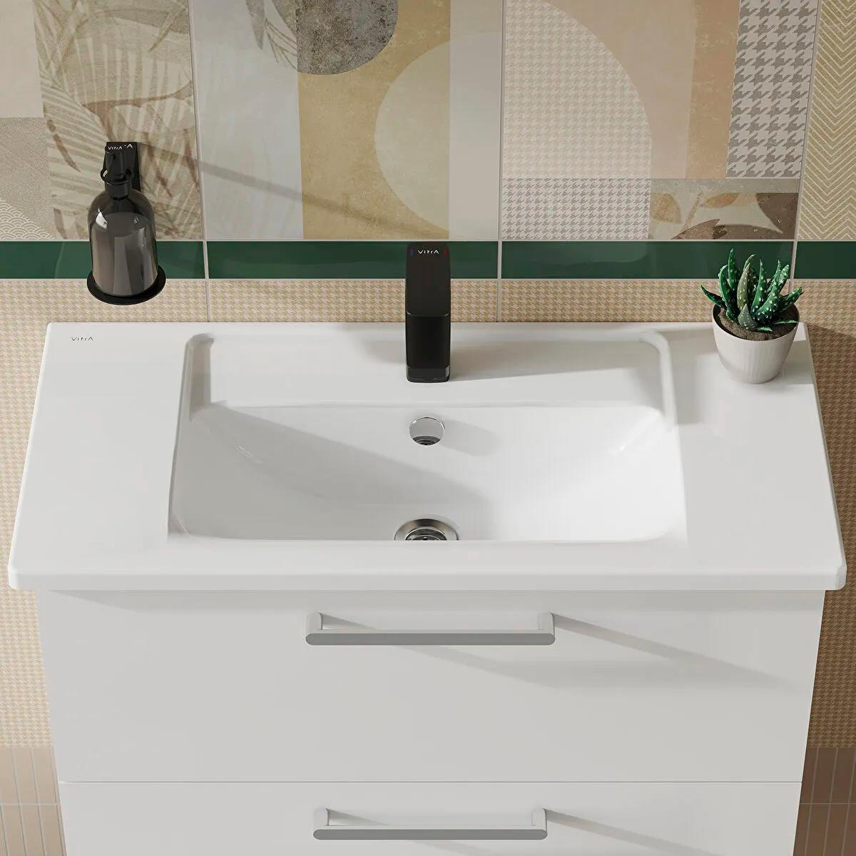 Vitra İntegra Dar Etajerli Lavabo, 80x38 cm, 7036B003-0001   (sadece istanbul teslimat için uygundur )VitrA7036B003-0001Etajerli Lavabo