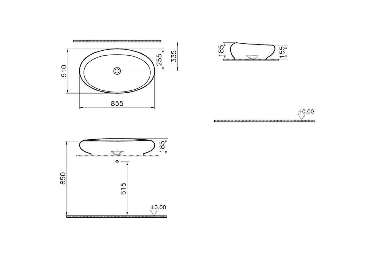 Vitra İstanbul Oval Çanak Lavabo, 85 cm, Vitra Clean, 4446B403-0016VitrA4446B403-0016Çanak Lavabo