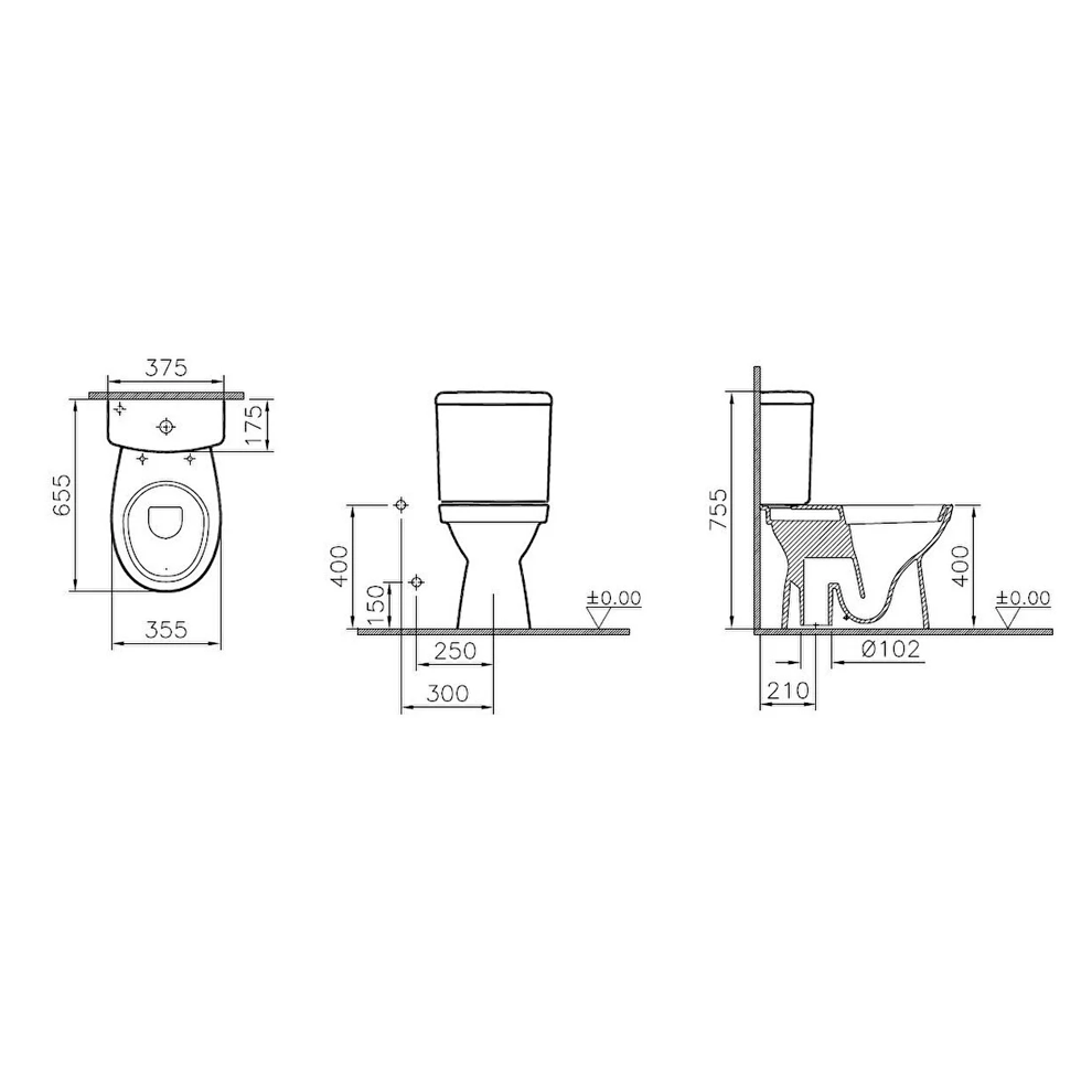 Vitra Klozet, Yerden Çıkışlı, Arkitekt, Arkası Açık, 5821L003-0088   (sadece istanbul teslimat için uygundur )VitrA5821L003-0088Yerden Klozet