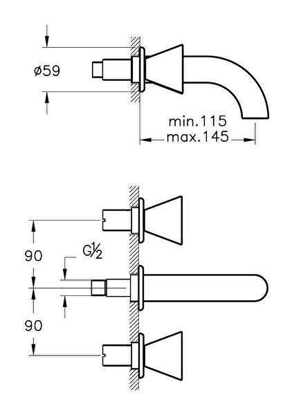 Vitra Lavabo Bataryası, Liquid, Ankastre, Kısa (Sıva Üstü Grubu) Parlak Siyah, A4269039VitrAA4269039Ankastre Lavabo Bataryaları