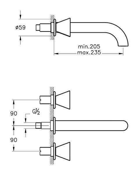 Vitra Lavabo Bataryası, Liquid, Ankastre, Uzun (Sıva Üstü Grubu) Parlak Siyah, A4268939VitrAA4268939Ankastre Lavabo Bataryaları