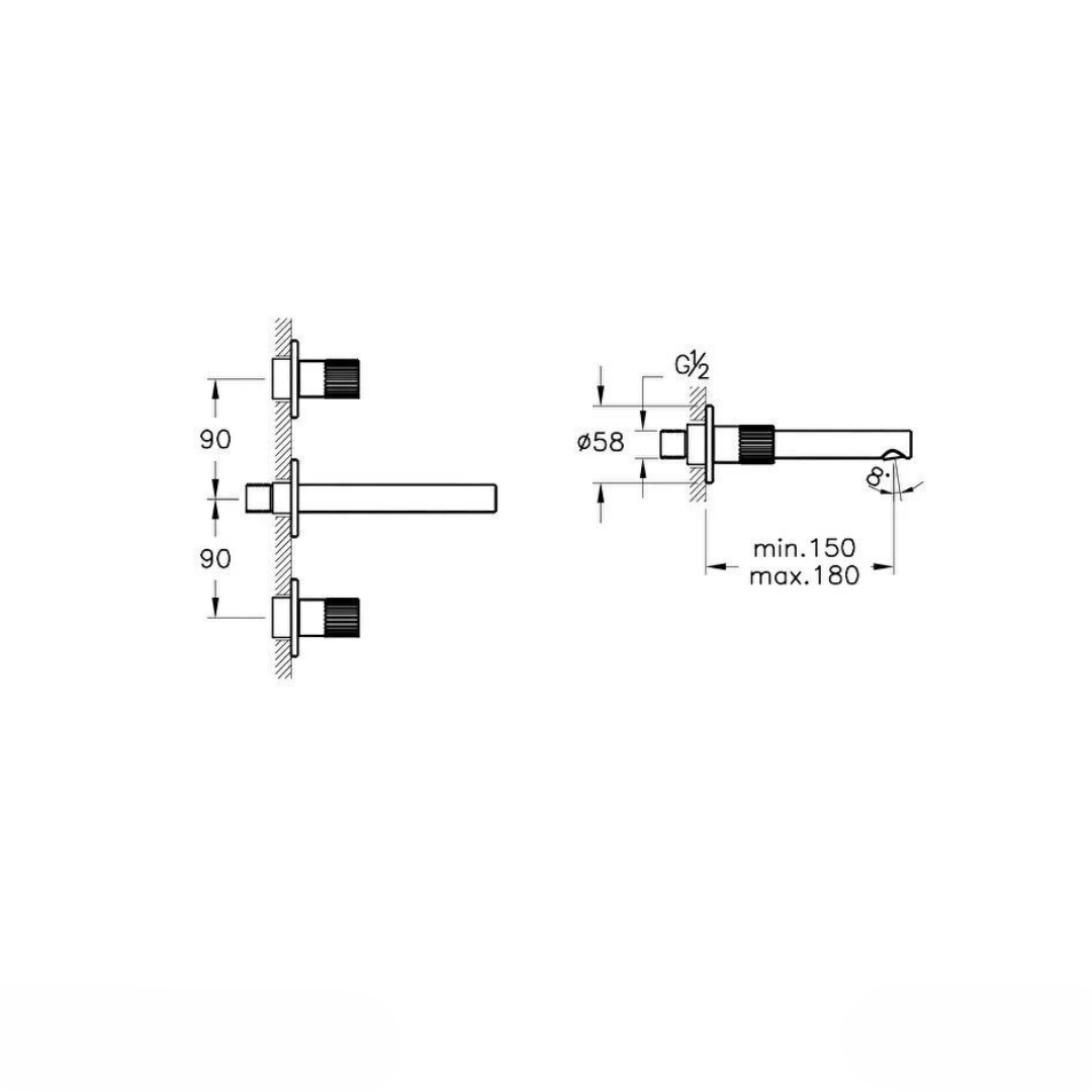 Vitra Lavabo Bataryası, Origin, Ankastre, Fırçalı Nikel (Sıva Üstü Grubu) A4258234VitrAA4258234Ankastre Lavabo Bataryaları